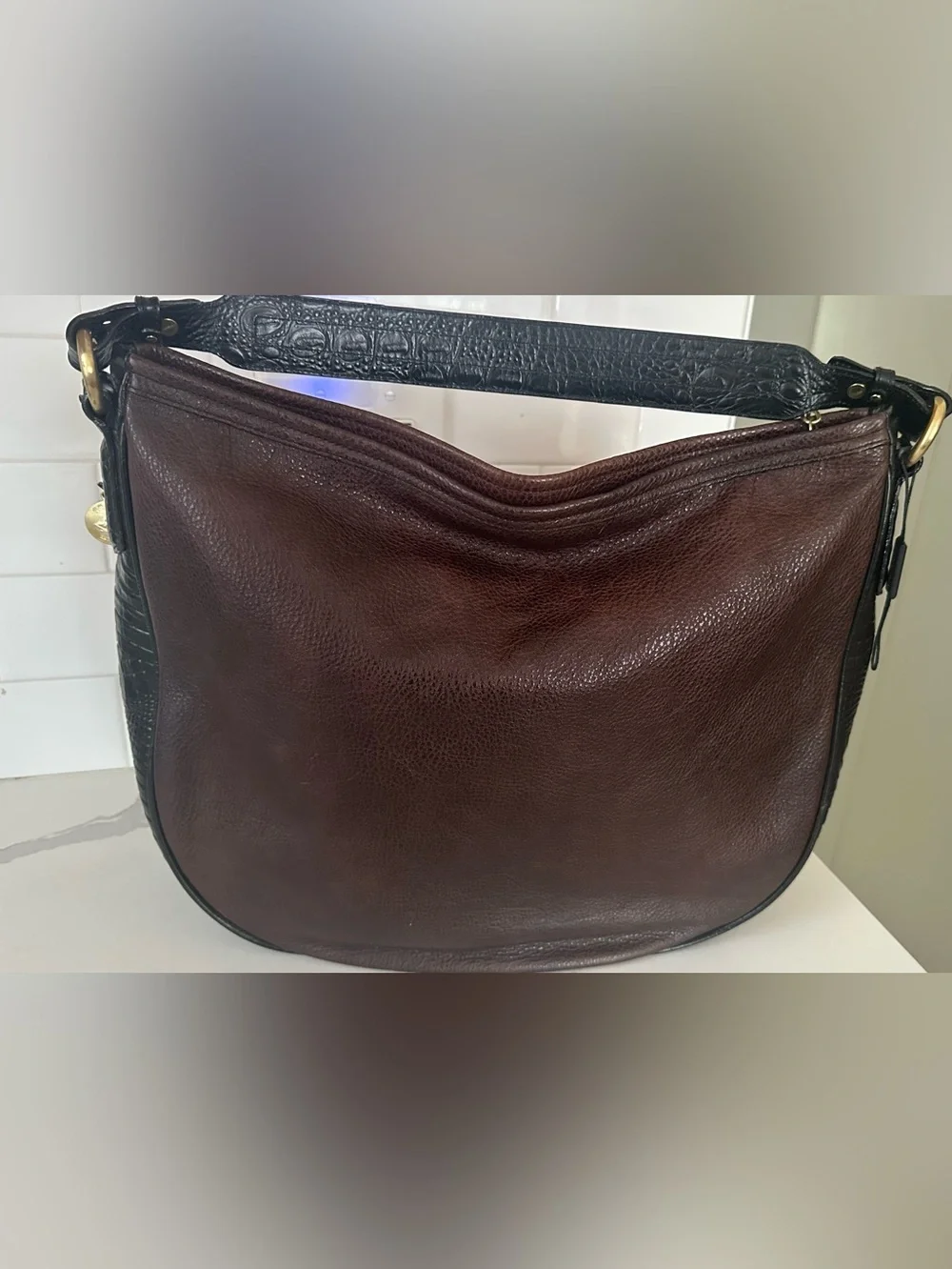 Brahmin Kathleen leopard print calf hair hobo leather bag